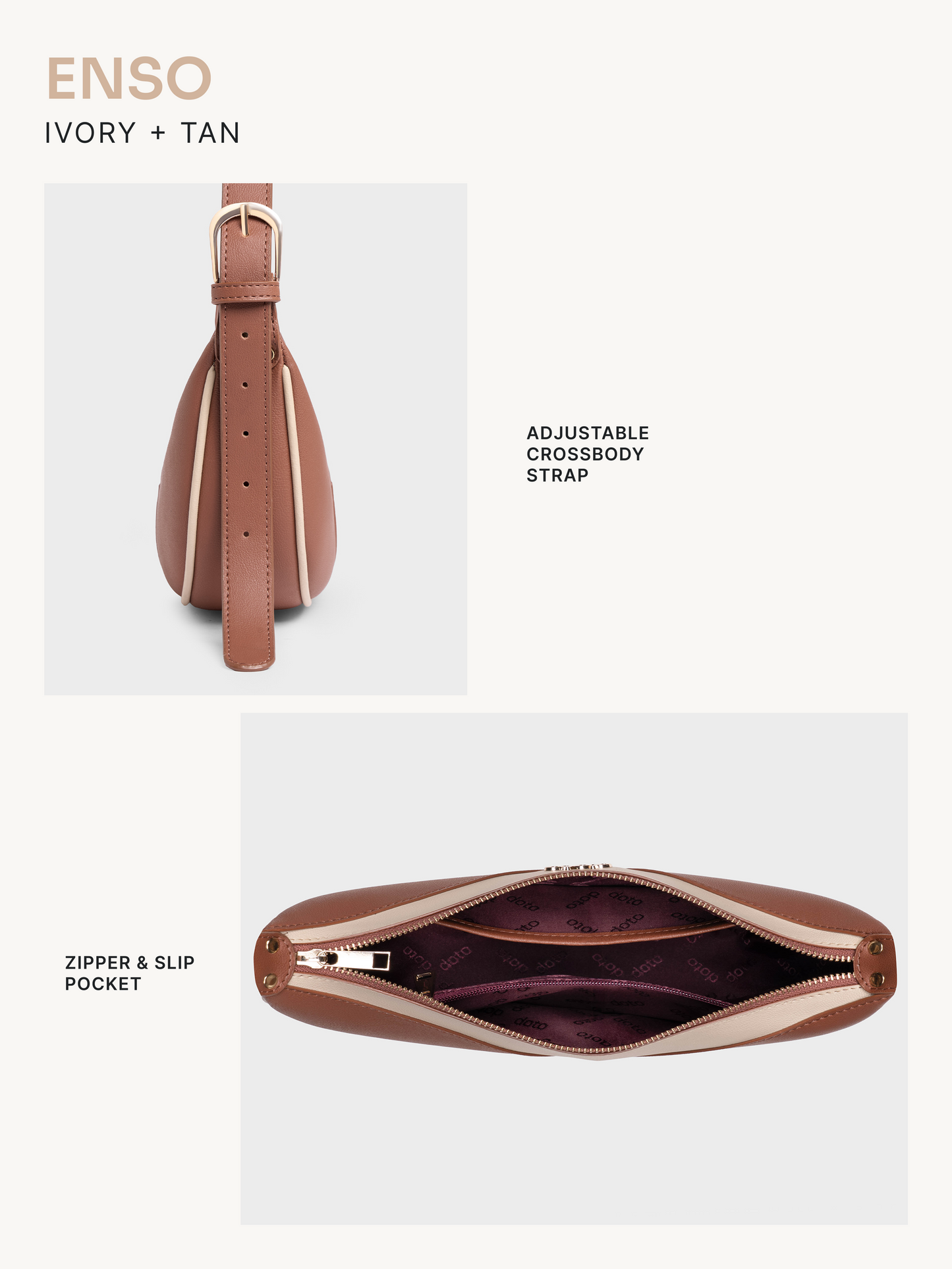 ENSO CROSSBODY BAG (Beige & Tan)